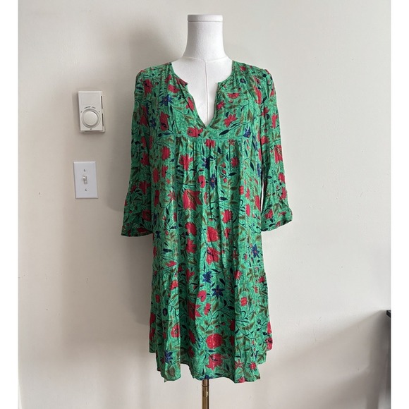ba&sh Dresses & Skirts - ba&sh Eve Dress Womens Size US 4 Small Floral Metallic Green Metallic Feminine